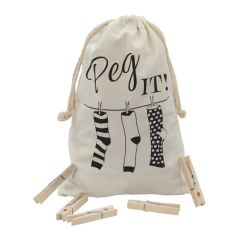JVL PEGS 100PK WOODEN WITH COTTON BAG