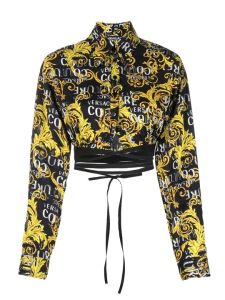 VERSACE CROP RELAXED STRING TWILL VI PRINT LOGO COUTURE-74HAL215-