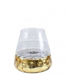 CIMC 20CM GOLD &CLEAR GLASS CANDLE HOLDER 