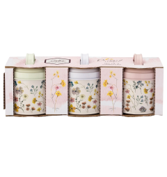 THE ENGLISH TABLE WARE PRESSED FLOWERS SET OF 3 TINS