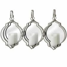 HILL QUARTERFOIL DESIGN THREE MIRRORED CANDLE WALL HANG 