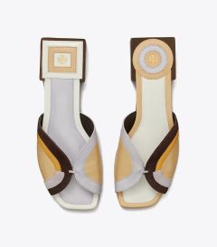 TORY BURCH MARQUETRY SLIDE SANDAL 25MM COCO/PEACHY/SPRING/LAVENDER 