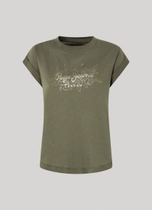 PEPE JEANS HELEN OLIVE GREEN T-SHIRT ROUND NECK