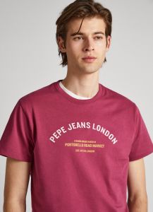 PEPE JEANS LOGO PRINTED T-SHIRT-Crushed Berry Red