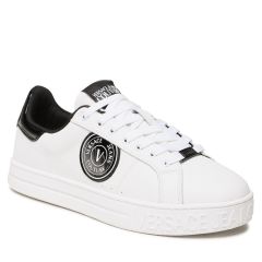 VERSACE GRAINY LEATHER WHITE SNEAKER -B